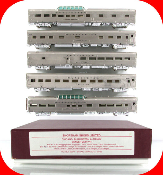 N Scale BRASS **CB&Q DENVER ZEPHYR** Passenger 5-Car Set - SHOREHAM Box A2 *RARE