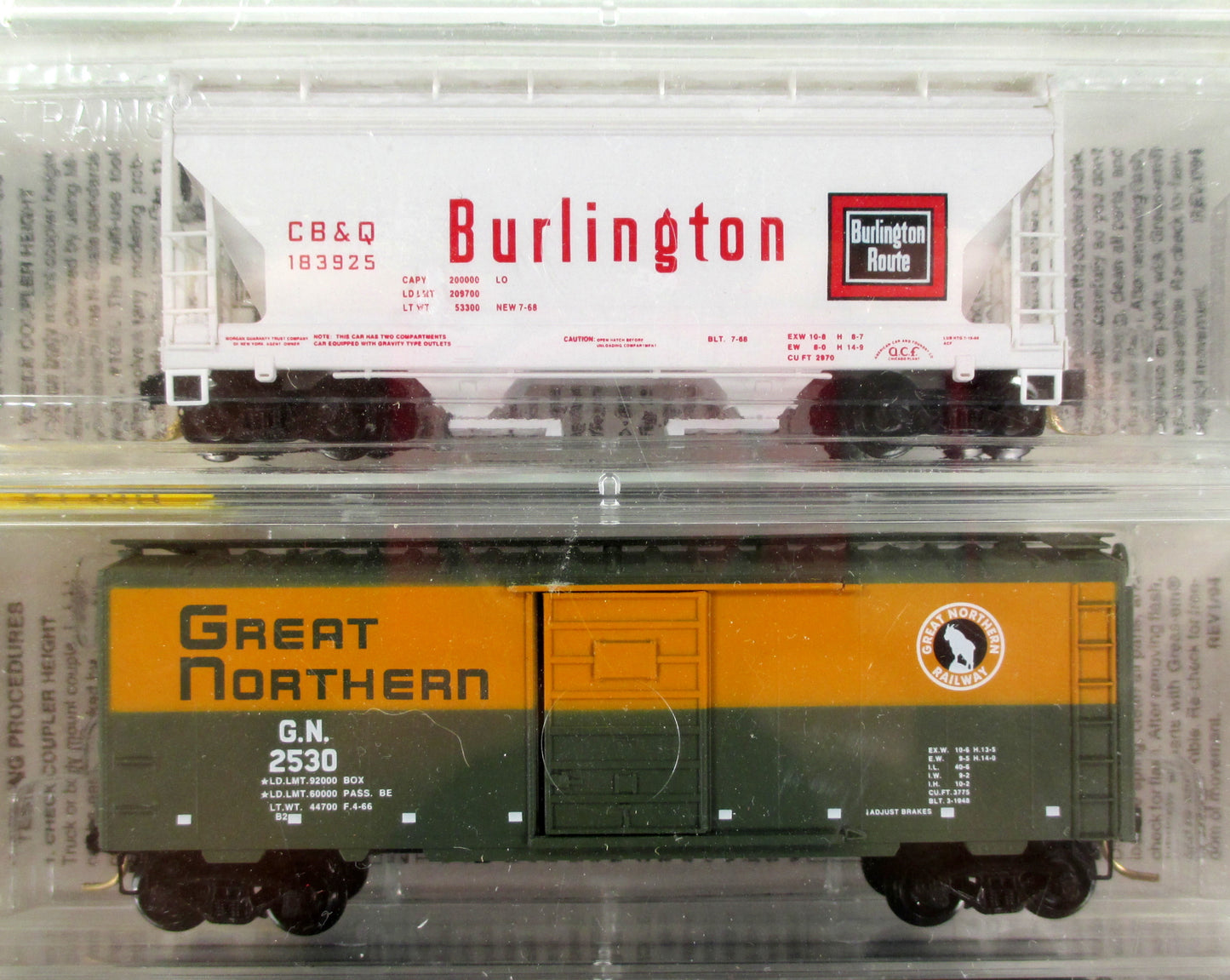 N Scale ***CB&Q, GN, NP, SP&S*** Box Car & Hopper 4-Pack - Micro Trains 20226-2