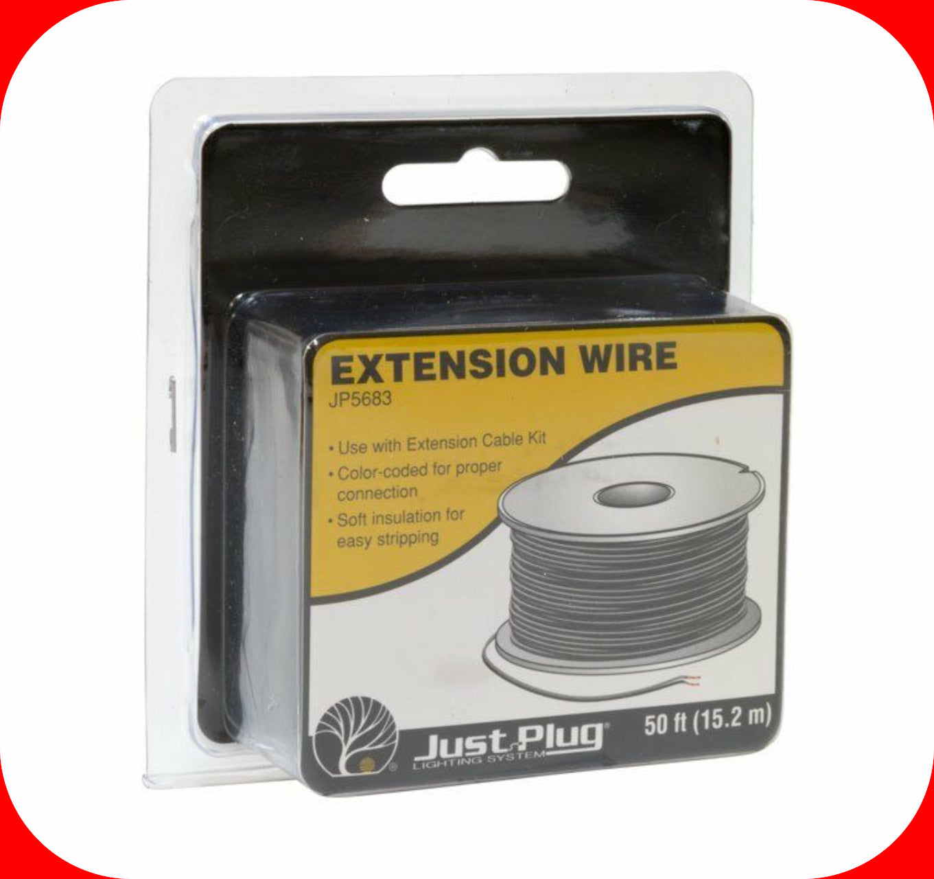 Woodland Scenics -- Just Plug 50' Extension Wire for Lighting Systems -- JP5683