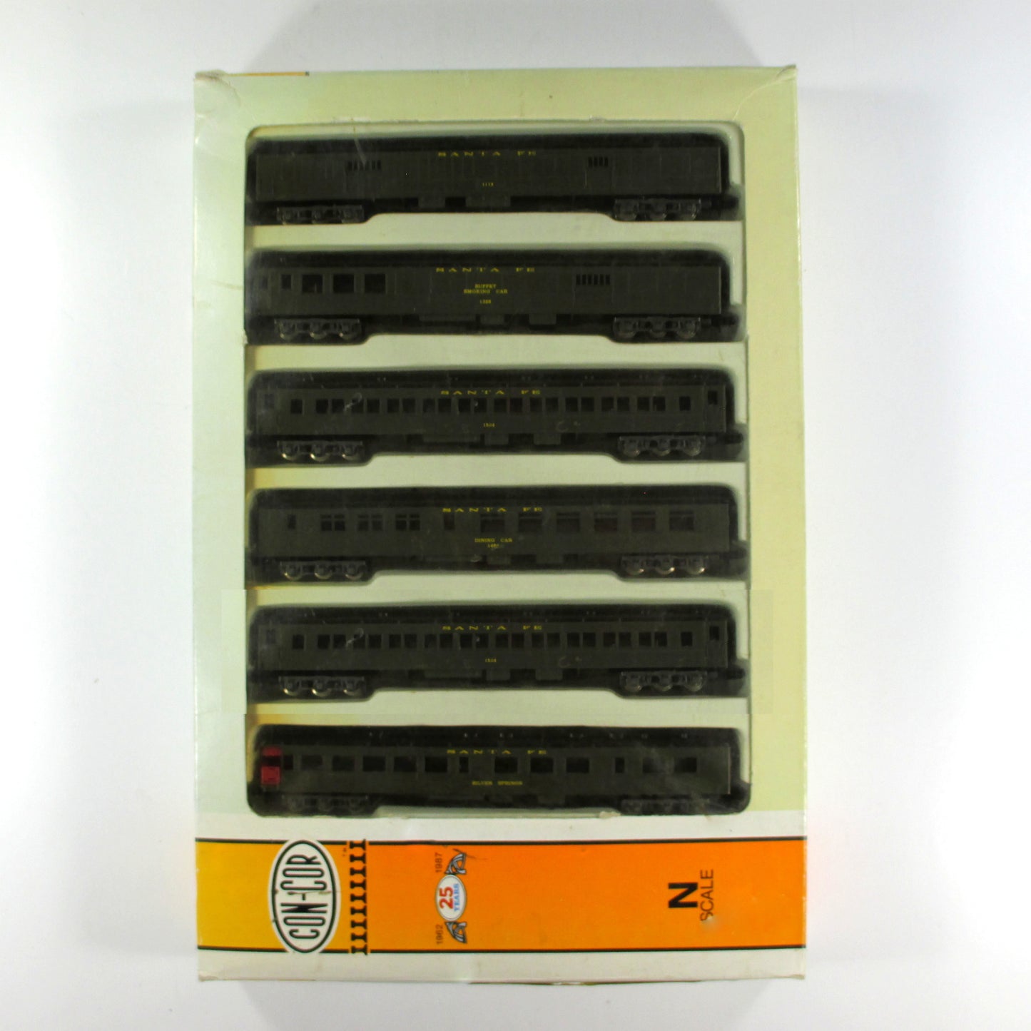 N Scale ****Santa Fe**** Heavyweight Passenger Car 6-Pack Set -- Con-Cor 570001