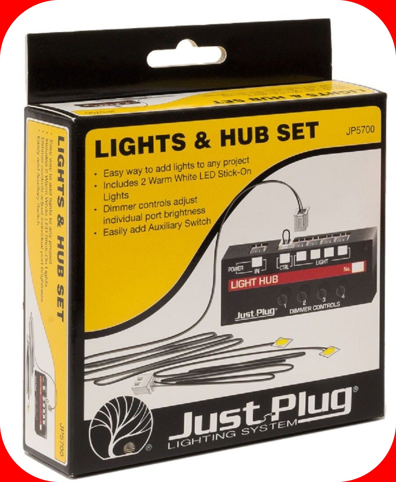 Woodland Scenics -- Just Plug 4-Port Light Hub w/ Dimmer, 2 added LEDs - JP5700