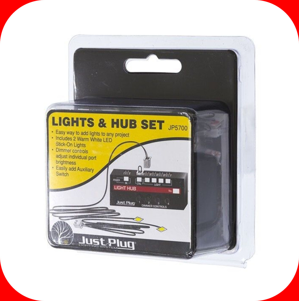 Woodland Scenics -- Just Plug 4-Port Light Hub w/ Dimmer, 2 added LEDs - JP5700