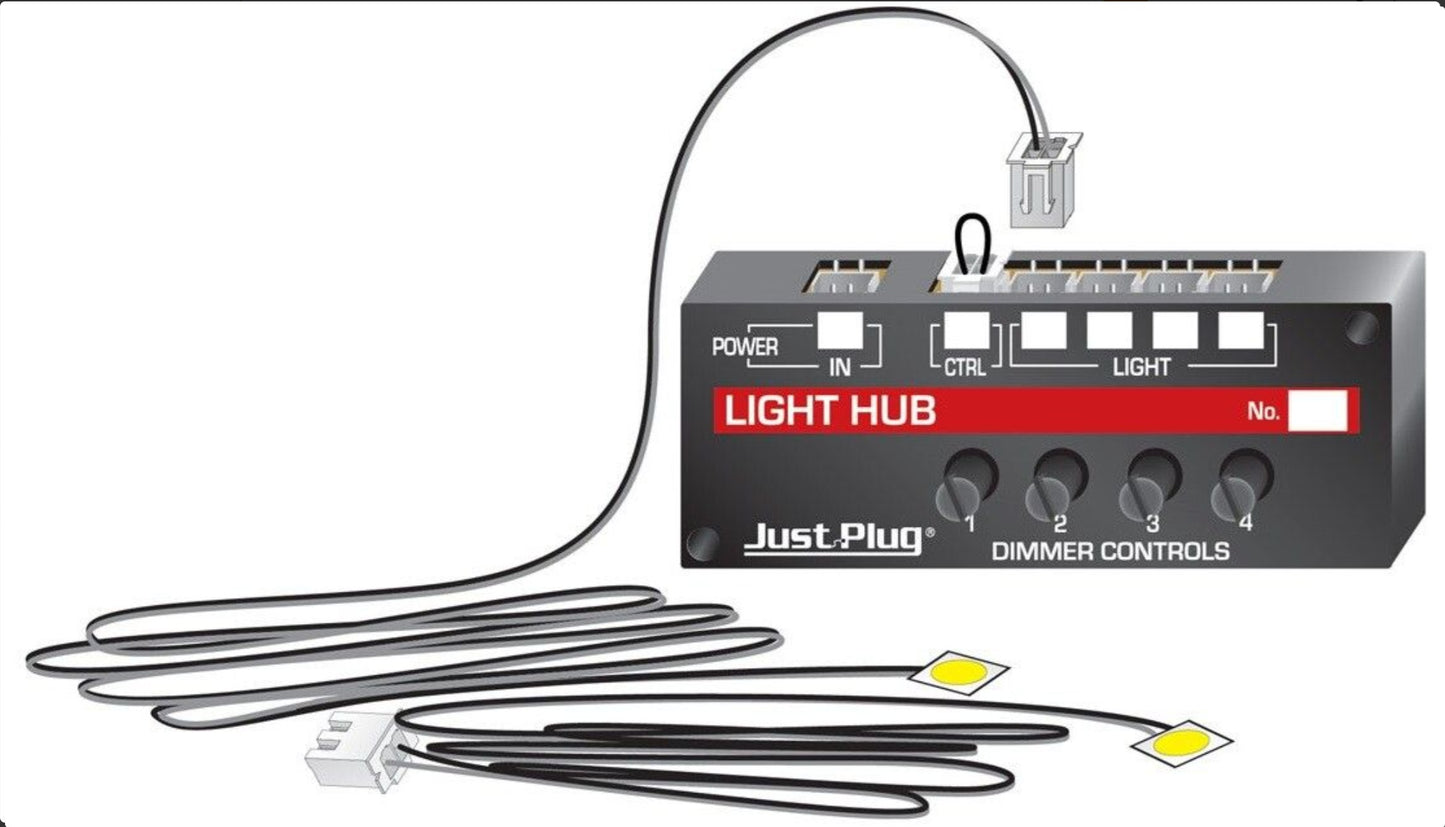 Woodland Scenics -- Just Plug 4-Port Light Hub w/ Dimmer, 2 added LEDs - JP5700