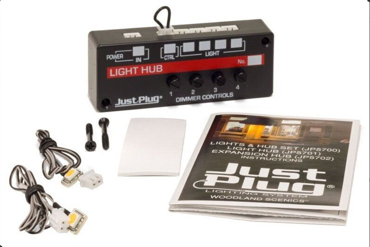 Woodland Scenics -- Just Plug 4-Port Light Hub w/ Dimmer, 2 added LEDs - JP5700