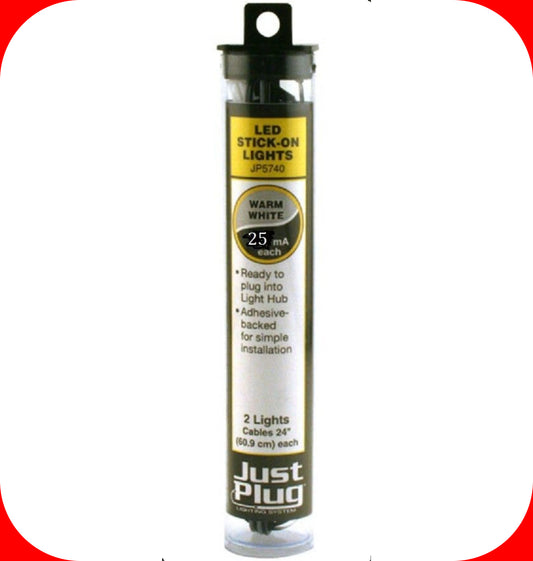 Woodland Scenics -- Just Plug LED Stick-On Lights 2-Pack, Warm White -- JP5740
