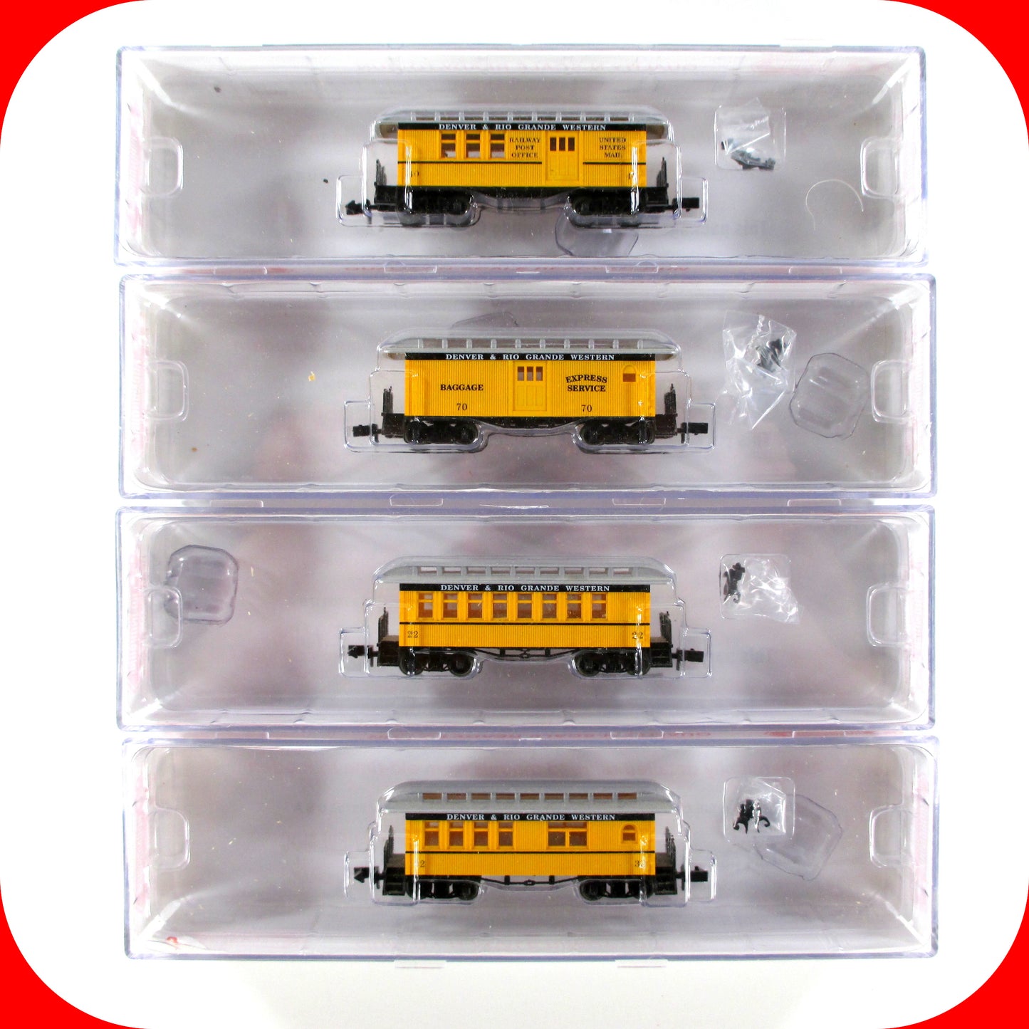 N Scale **D&RGW DENVER RIO GRANDE SILVERTON** Overton 4-Set - Roundhouse 89444