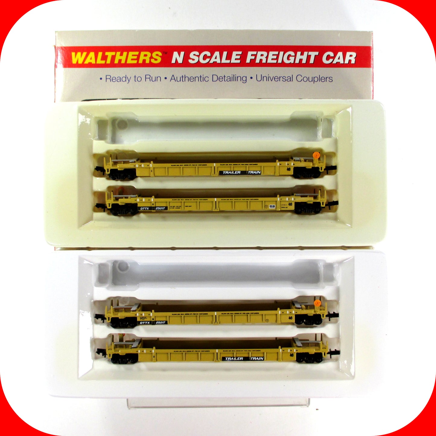N SCALE *TRAILER TRAIN* Double Stack Well 4-Set, DTTX 25017 - Walthers 932-8054