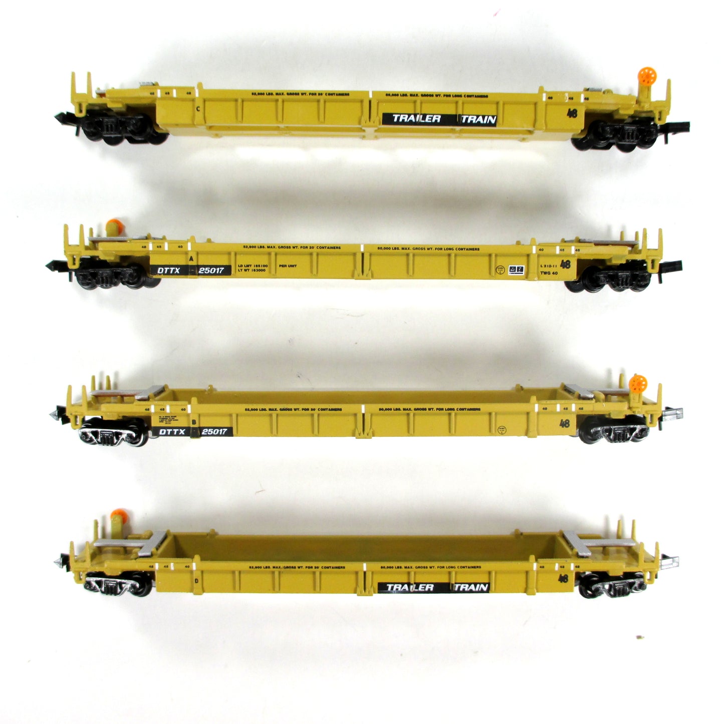 N SCALE *TRAILER TRAIN* Double Stack Well 4-Set, DTTX 25017 - Walthers 932-8054
