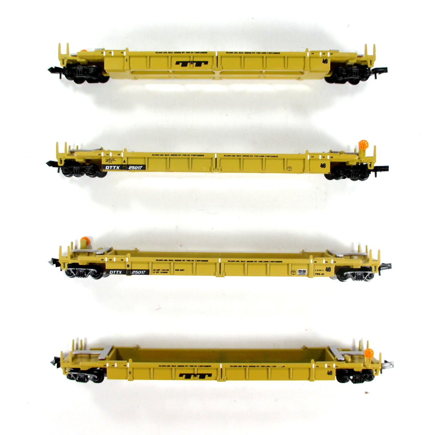 N SCALE *TRAILER TRAIN* Double Stack Well 4-Set, DTTX 25017 - Walthers 932-8054