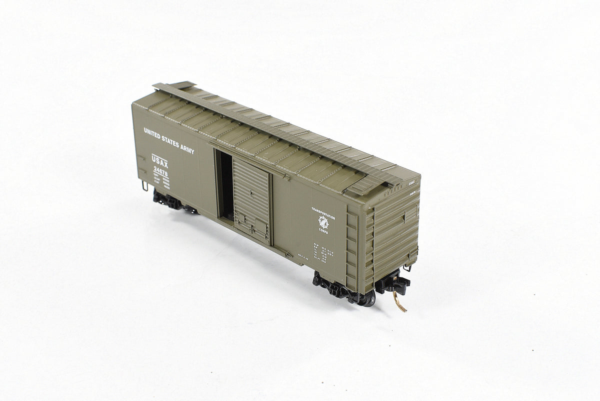 N Scale ***UNITED STATES ARMY*** 40' Box Car, USAX 24678 --- Micro Trains 20456