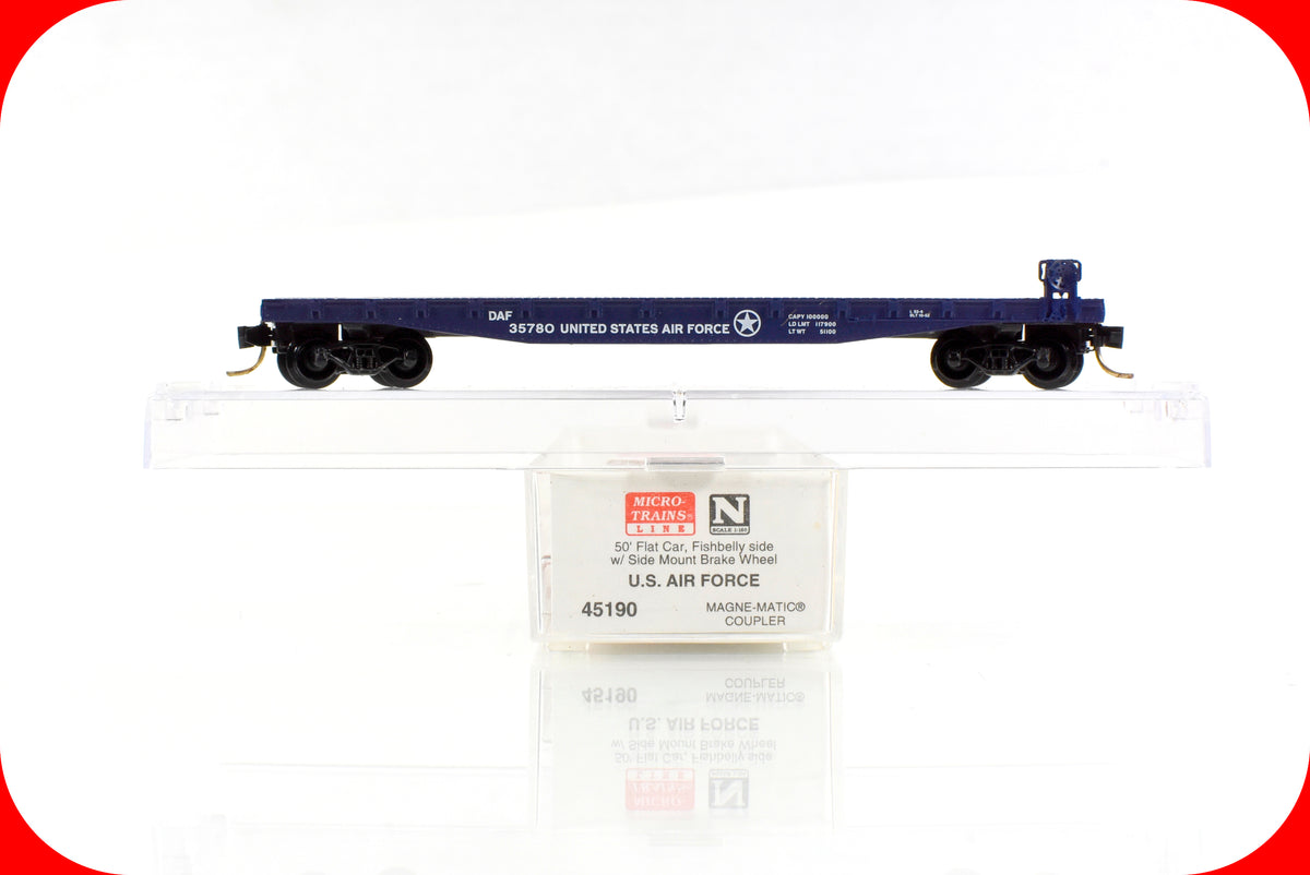 N Scale ***UNITED STATES AIR FORCE*** 50' Flat Car, #35780 - Micro Trains 45190