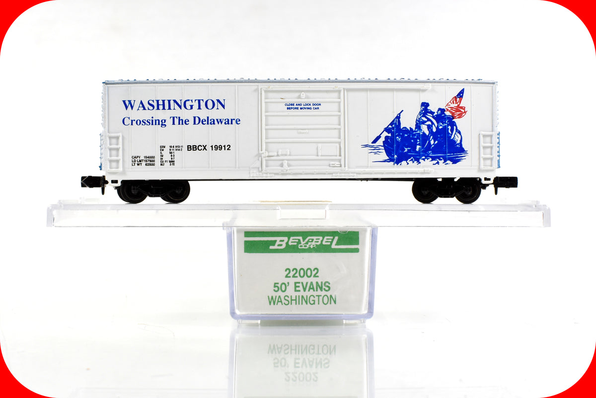N Scale ***WASHINGTON DELAWARE CROSSING*** Box Car - BBCX 19912 - Bev-Bel 22002