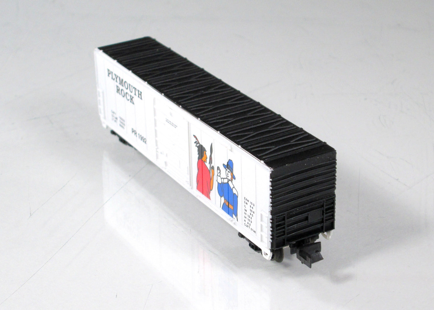N Scale ***PLYMOUTH ROCK*** Patriotic 50' Box Car, PR 1992 - Bev-Bel 10036