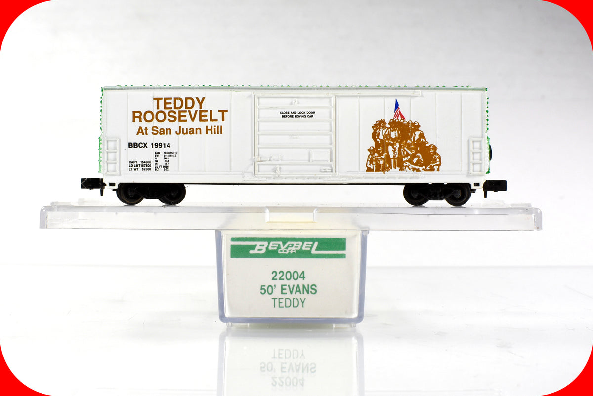 N Scale **TEDDY ROOSEVELT - SAN JUAN HILL** Box Car, BBCX 19914 - Bev-Bel 22004