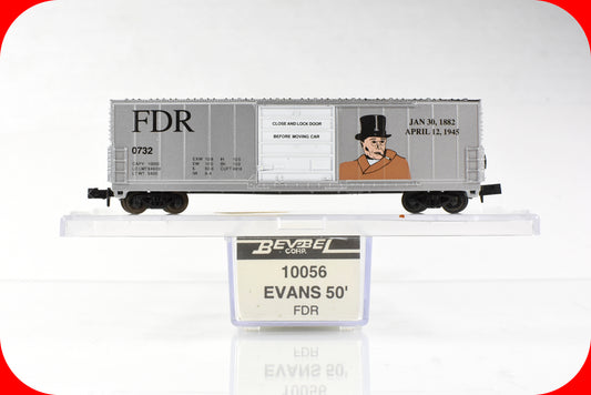 N Scale ***FDR - FRANKLIN DELANO ROOSEVELT*** 50’ Box Car #0732 - Bev-Bel 10056