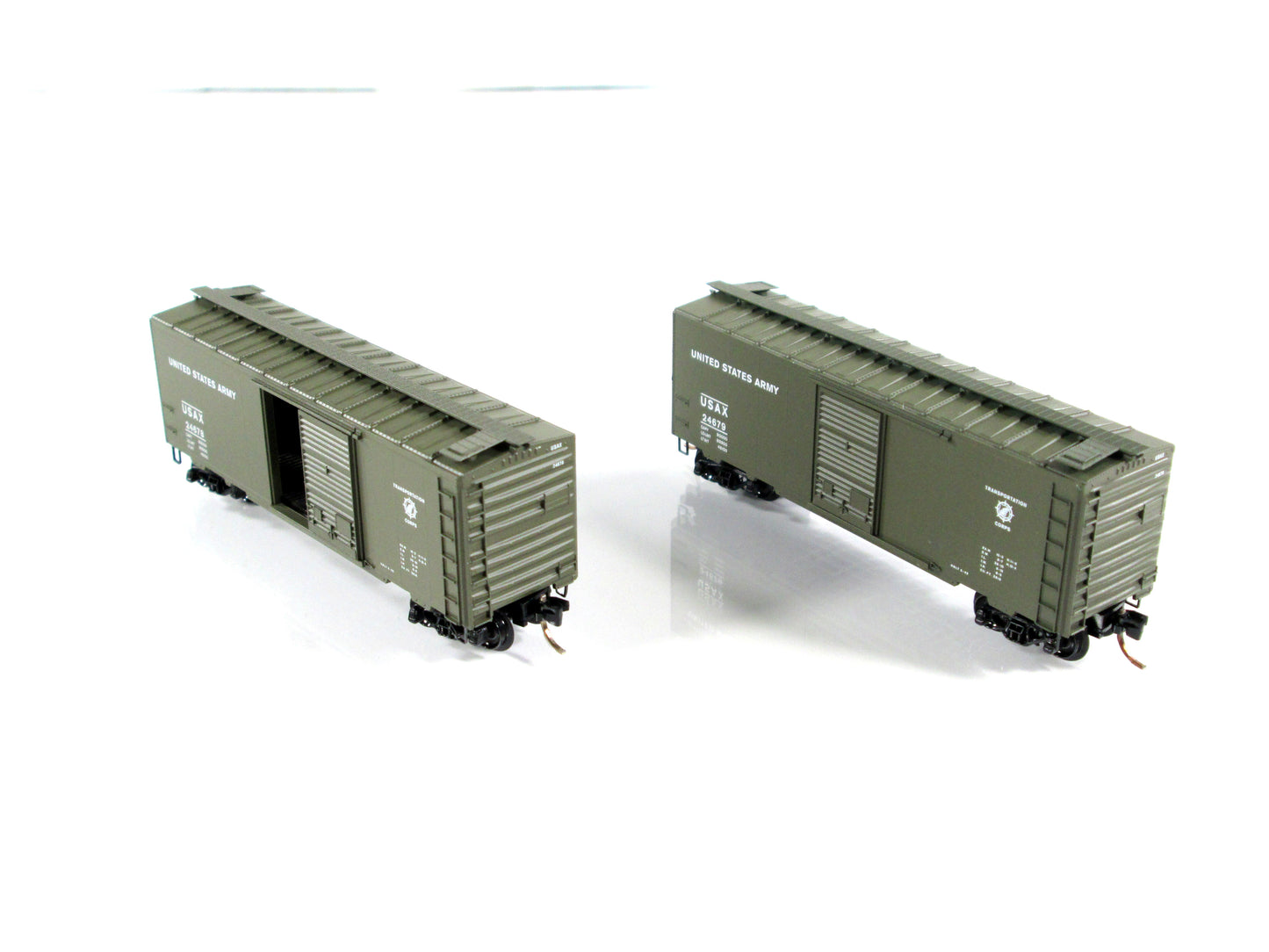 N Scale **US ARMY** 40' Box Car 2-Pack, USAX #24678 #24679 - Micro Trains 20456
