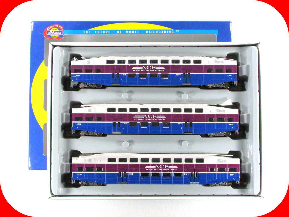 HO Scale ***ACE*** Bombardier Passenger Car Set #3304,3203,3204 -- Athearn 2590