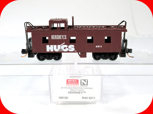 N Scale ***HERSHEY'S HUGS*** 36' Cupola Caboose, HFC 4011 - Micro Trains 100120