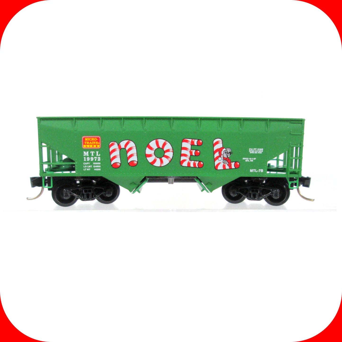 N Scale *NOEL* 33' Twin-Bay Hopper Holiday Car, MTL 19972 - Micro Trains 55400