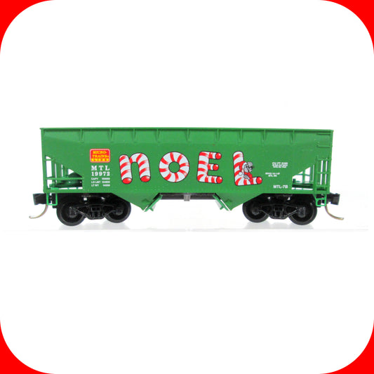 N Scale *NOEL* 33' Twin-Bay Hopper Holiday Car, MTL 19972 - Micro Trains 55400
