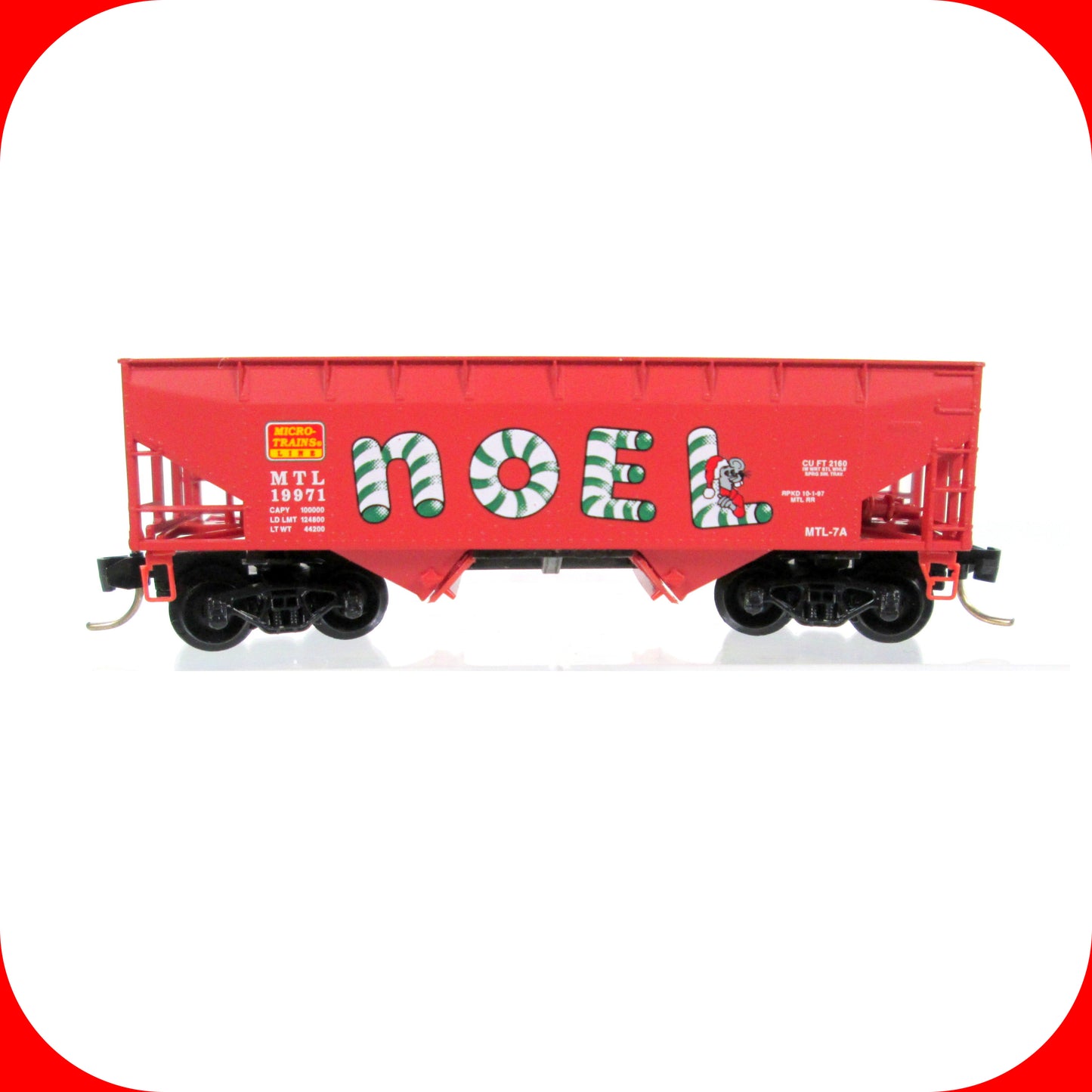 N Scale *NOEL* 33' Twin-Bay Hopper Holiday Car, MTL 19971 - Micro Trains 55390