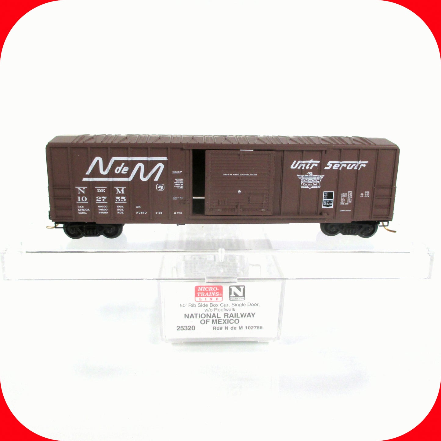 N Scale *NATIONAL RAILWAYS MEXICO* Box Car, N de M #102755,  Micro Trains 25320