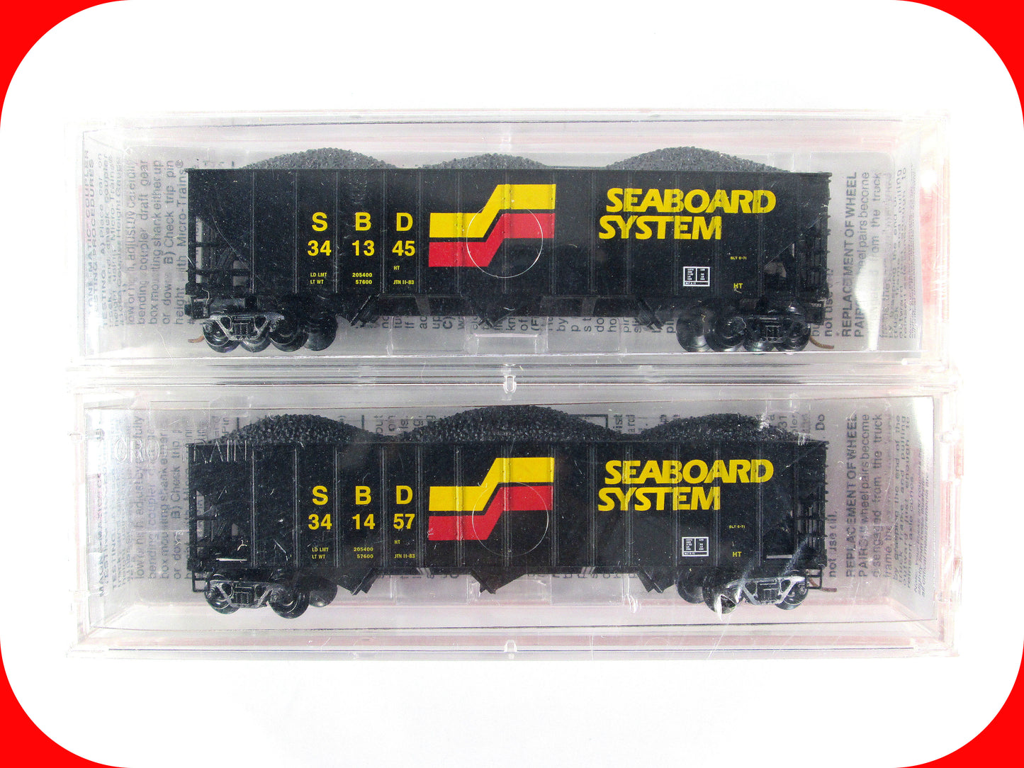 N Scale **SEABOARD SYSTEM** 100-Ton Coal Hopper 2-Car Set - Micro Trains 108052