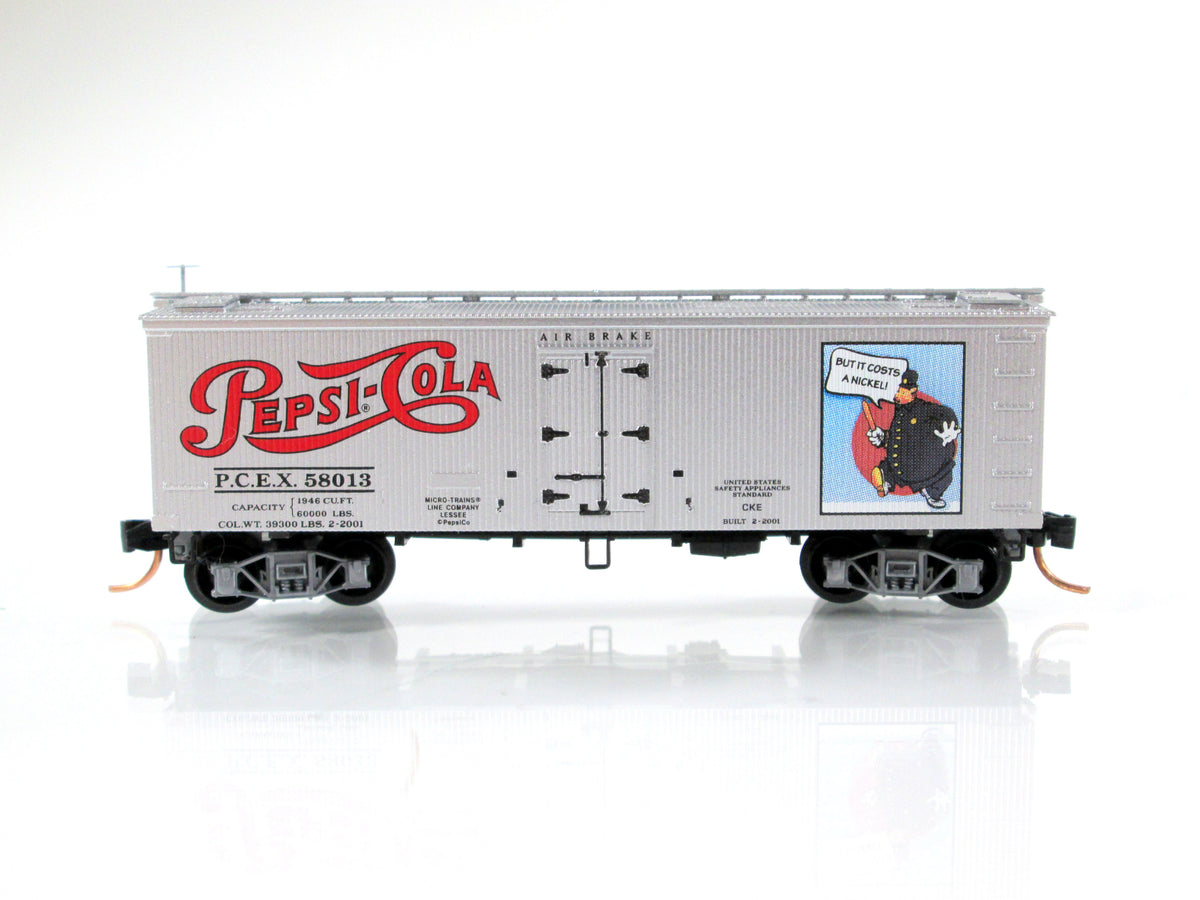 N Scale ***PEPSI-COLA*** 36' Wood Ice Reefer, PCEX 58013 -- Micro Trains 58580