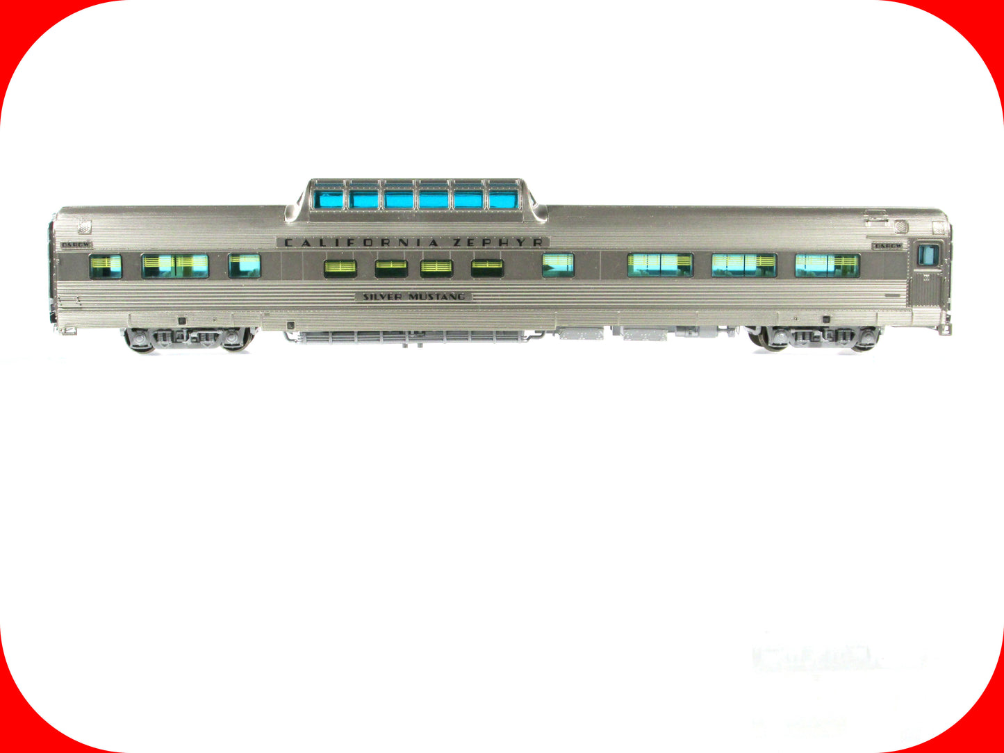 HO Scale **DRGW CA ZEPHYR* SILVER MUSTANG Vista Dome 1107 -Broadway 515, Lighted