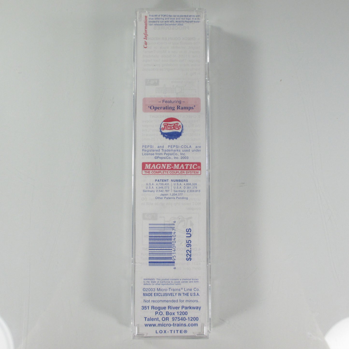 N Scale ***PEPSI-COLA*** 89'4" TOFC Flat Car, PC 710103 - Micro Trains 71060