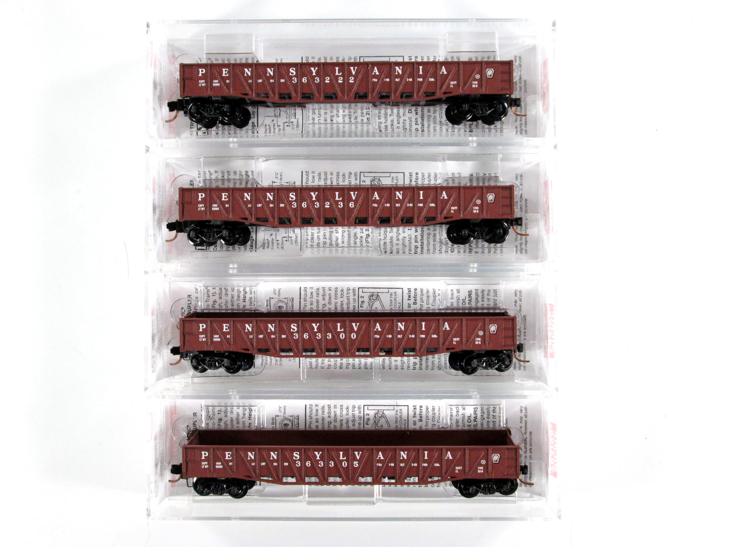 N Scale ***Pennsylvania** 50' Gondola Runner 4-Pack #18 - Micro Trains 99300018
