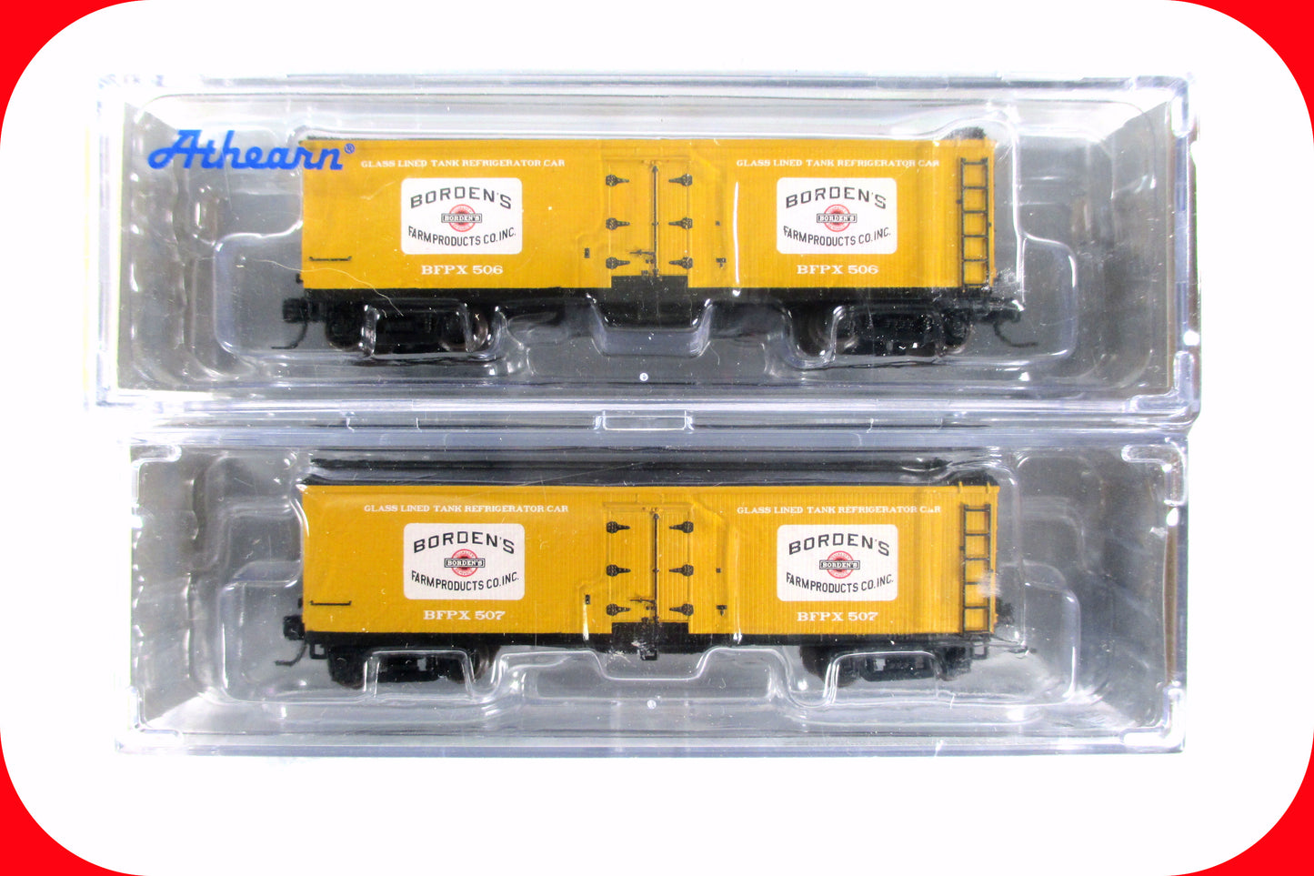 N Scale **BORDEN'S** Milk Tank Reefer Set, BFPX 506, 507 - Athearn Special Run