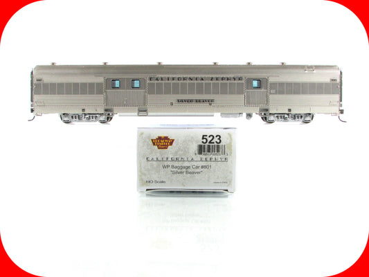 HO Scale *CA ZEPHYR* SILVER BEAVER Baggage Car, WP #801 - Broadway 523, Lighted