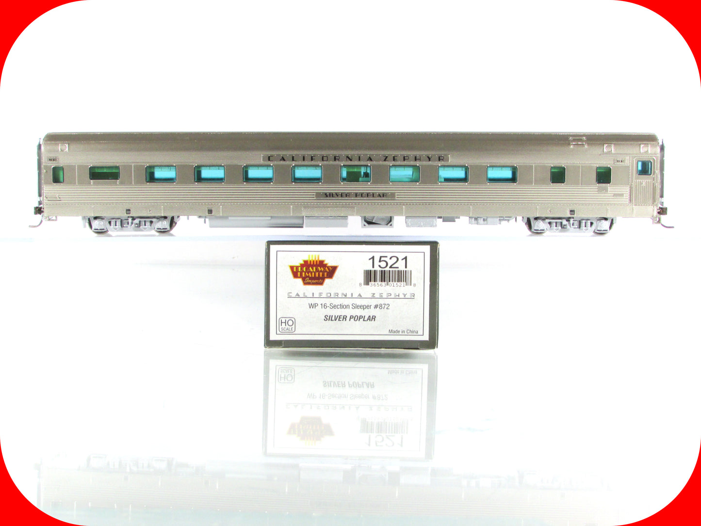 HO Scale ***WP CA ZEPHYR*** SILVER POPLAR Sleeper #872 ---Broadway 1521, Lighted