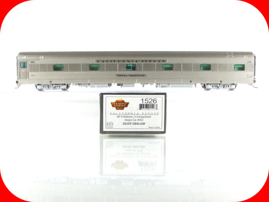 HO Scale ***WP CA ZEPHYR*** SILVER SWALLOW Sleeper #852 --Broadway 1526, Lighted
