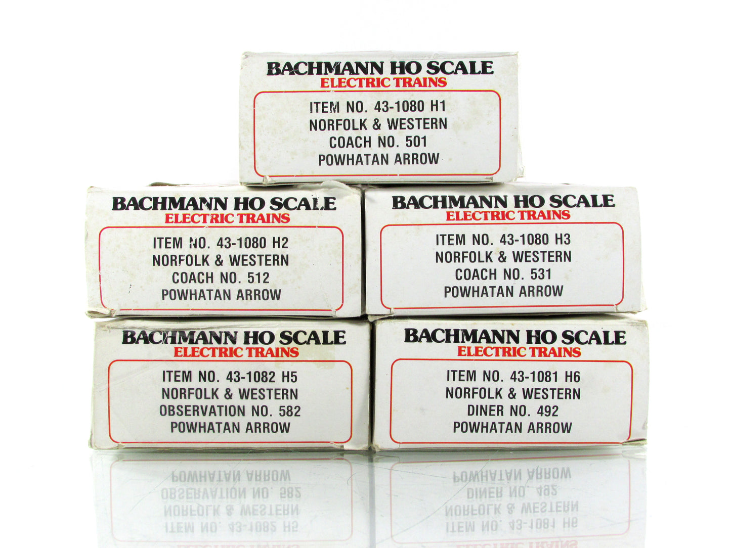 HO Scale *N&W POWHATAN ARROW* Passenger 5-Set - Bachmann 43-1290, Knuckle Cplrs