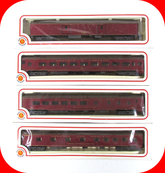 HO Scale *N&W POWHATAN ARROW* Passenger 4-Set - Bachmann 43-1291, Knuckle Cplrs