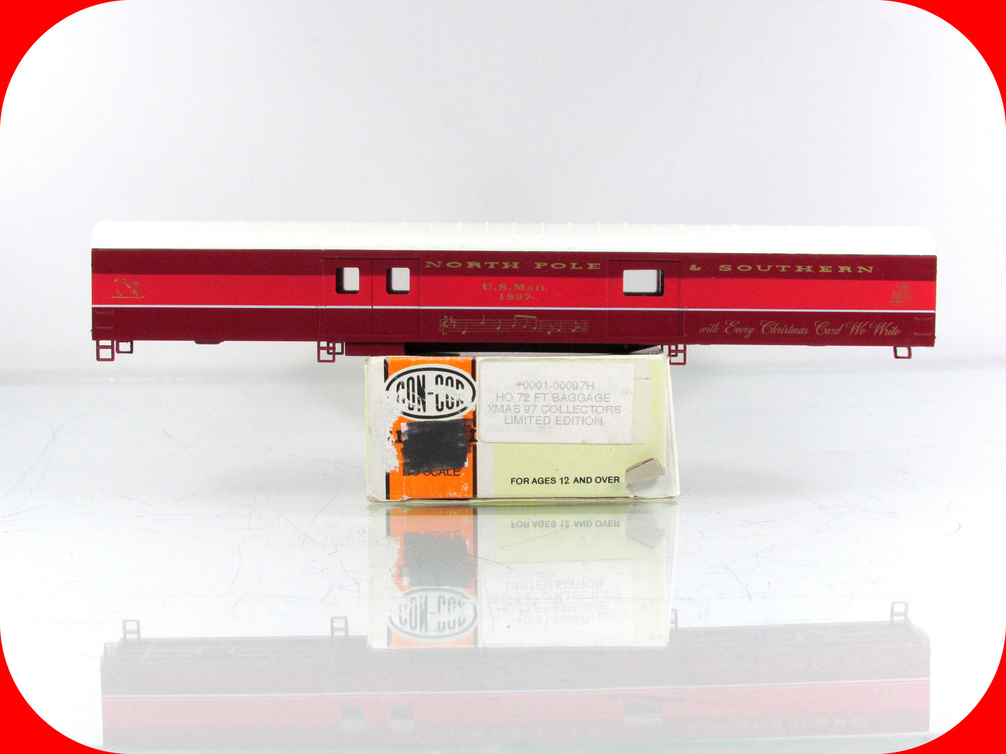 HO Scale **NORTH POLE & SOUTHERN** 1997 CHRISTMAS 72' Baggage-RPO Car --Con-Cor (Copy)