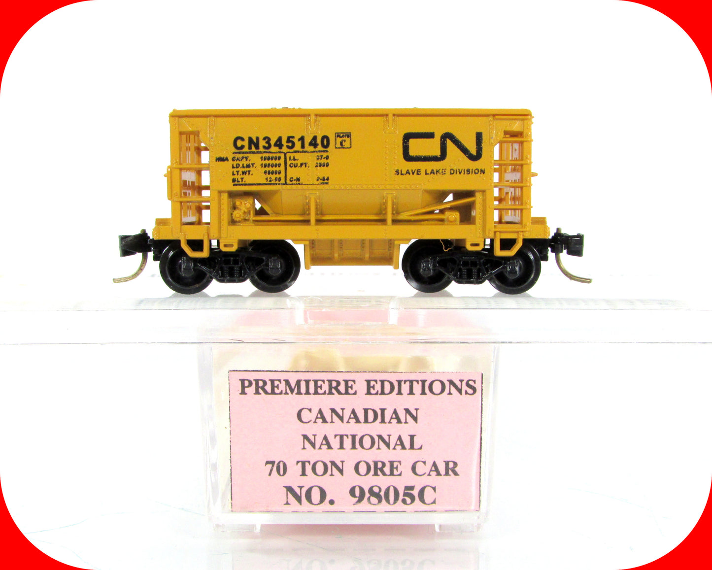 N Scale *CANADIAN NATIONAL* Slave Lake Ore Car #345140 -Premiere, MTL Cplr RARE