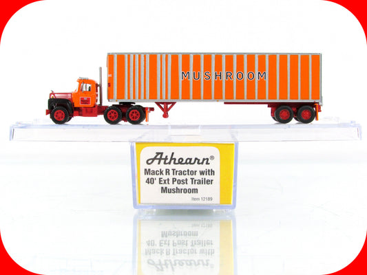 N Scale ***MACK R TRACTOR w/ 40' MUSHROOM TRAILER*** Athearn 12189 **RARE**