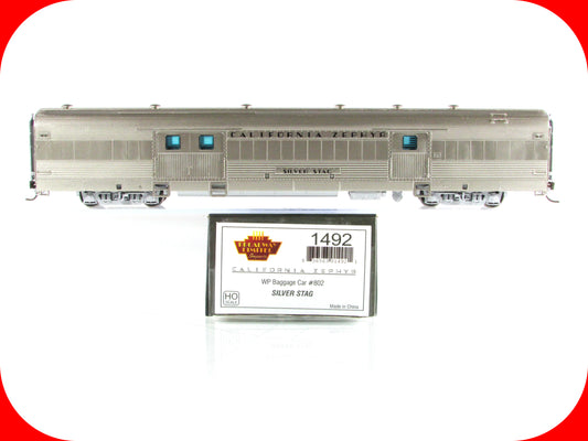 HO Scale **WP CA ZEPHYR** SILVER STAG Baggage Car #802 - Broadway 1492, Lighted