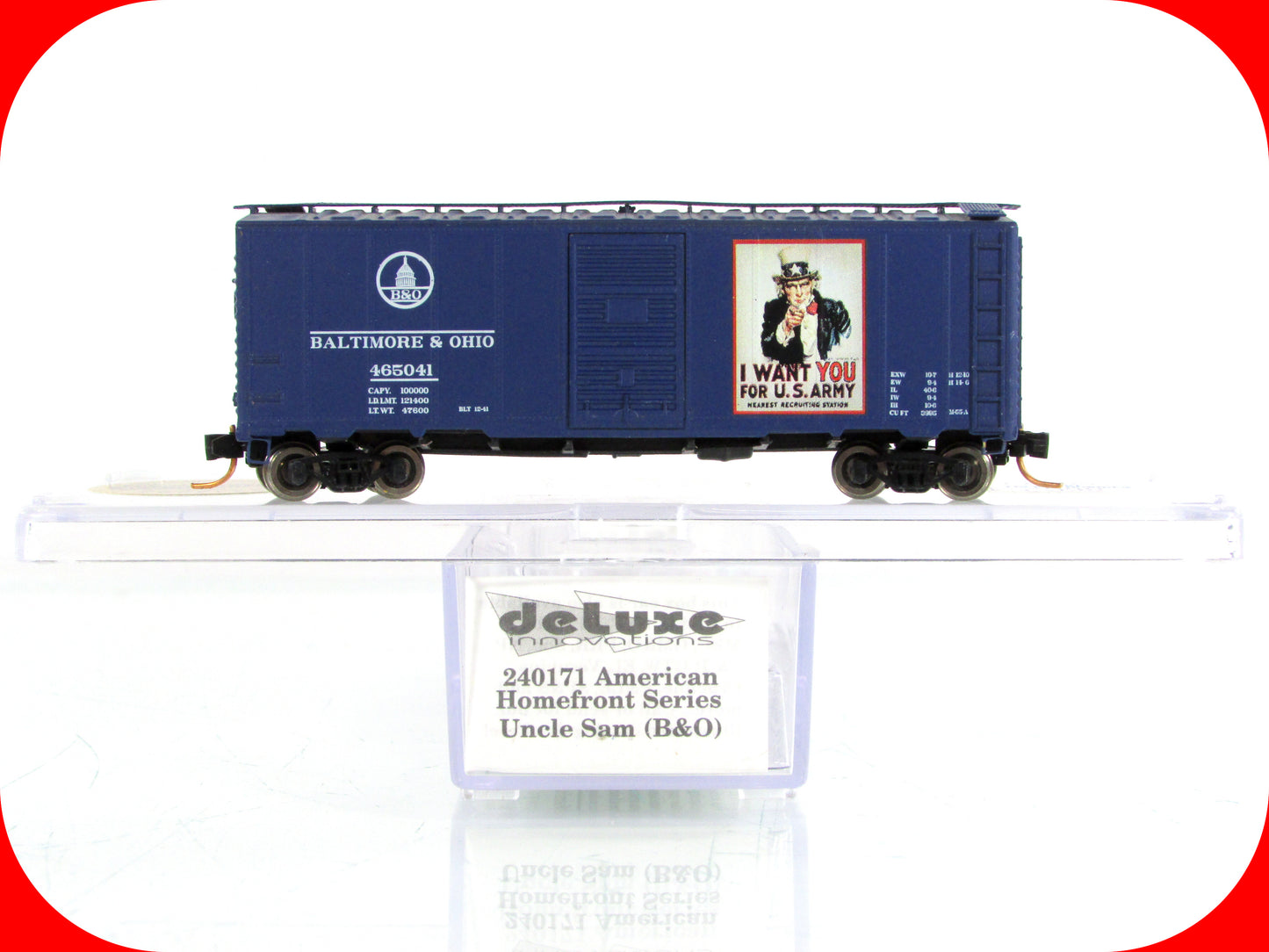 N Scale *UNCLE SAM - I WANT YOU for US ARMY* Box Car, B&O 465041 -DELUXE 240171