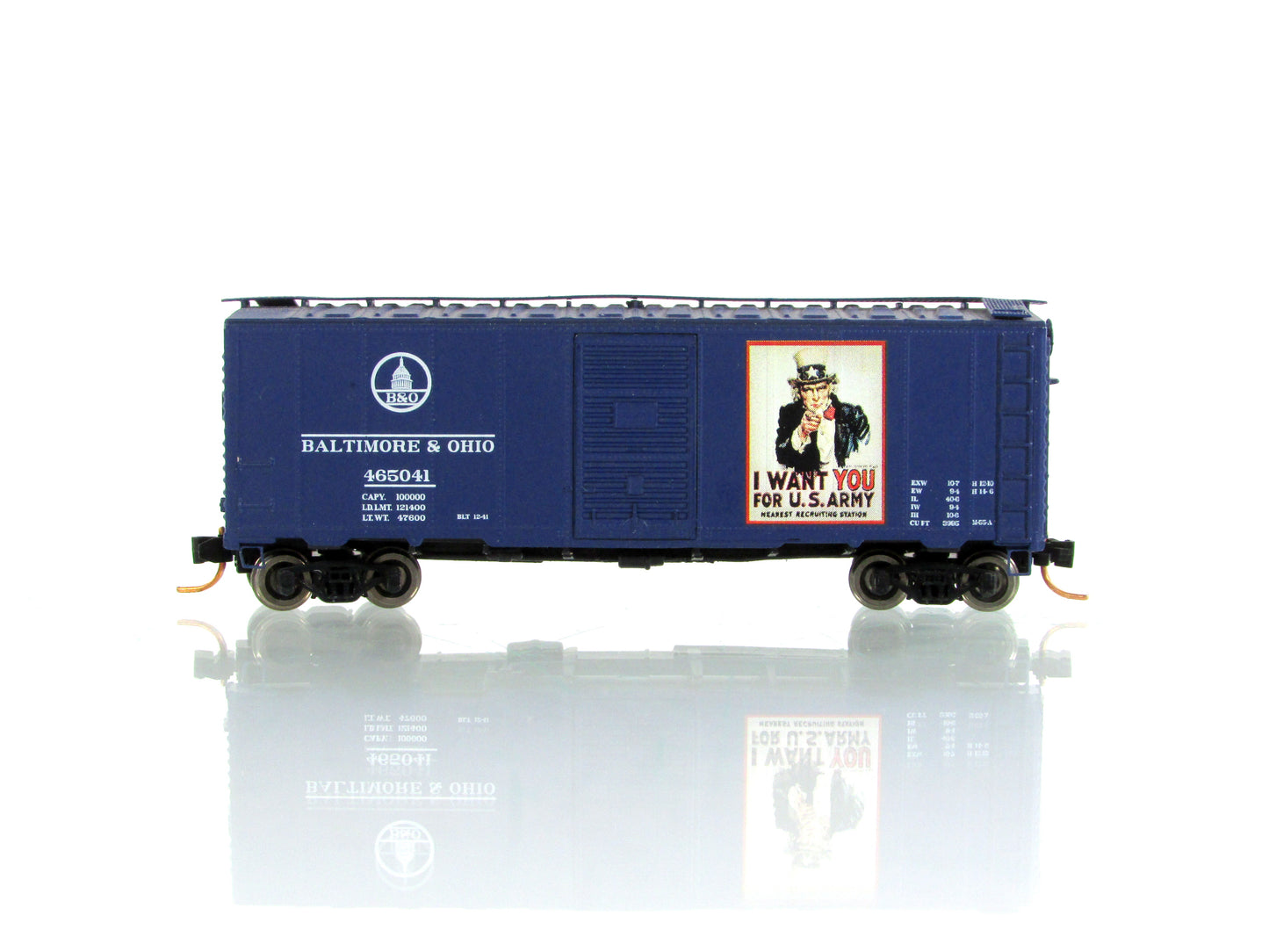 N Scale *UNCLE SAM - I WANT YOU for US ARMY* Box Car, B&O 465041 -DELUXE 240171