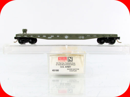 N Scale ***UNITED STATES ARMY*** 50' Flat Car, USAX 38066 -- Micro Trains 45180