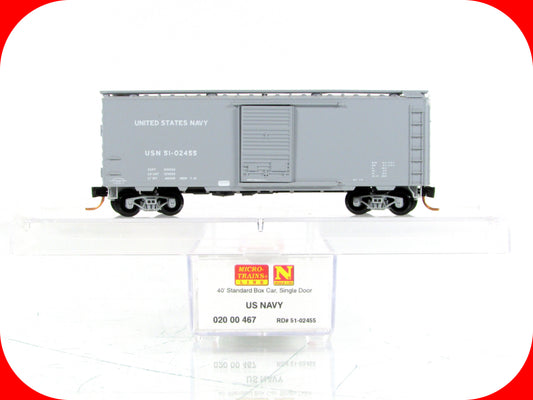 N Scale ***US NAVY*** 40' Box Car - USN 51-02455 - Micro Trains 02000467 **RARE