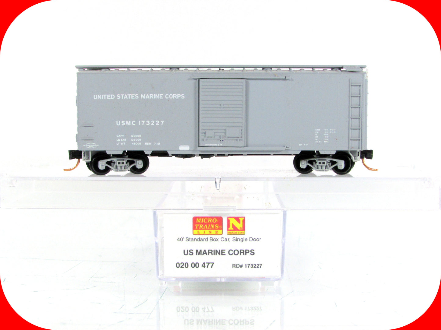 N Scale **US MARINE CORPS** Box Car, USMC 173227 - Micro Trains 02000477 **RARE