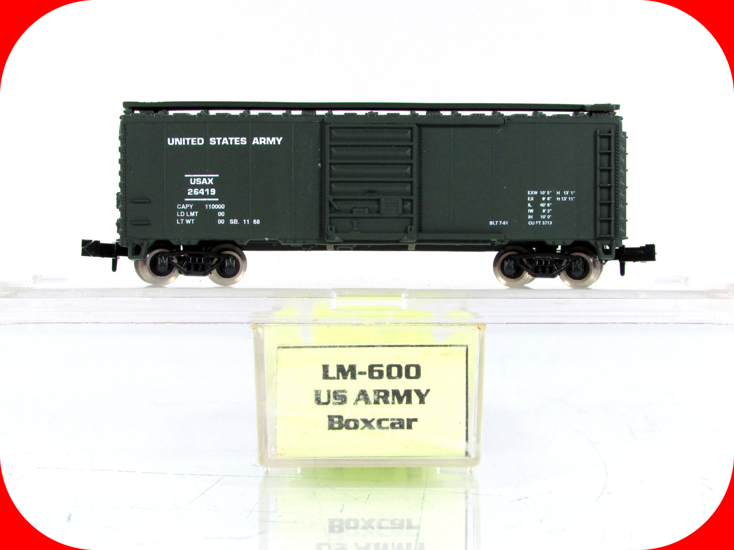 N Scale **UNITED STATES ARMY** Box Car, USAX 26419 -Atlas / Loco-Motives LM-600