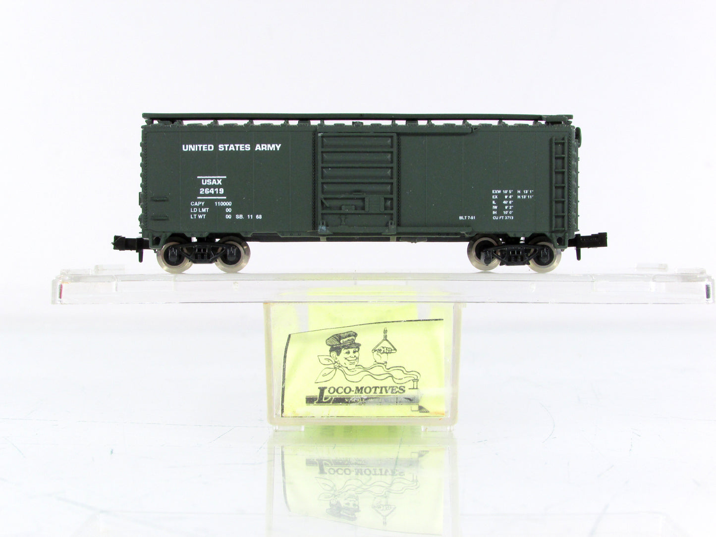 N Scale **UNITED STATES ARMY** Box Car, USAX 26419 -Atlas / Loco-Motives LM-600