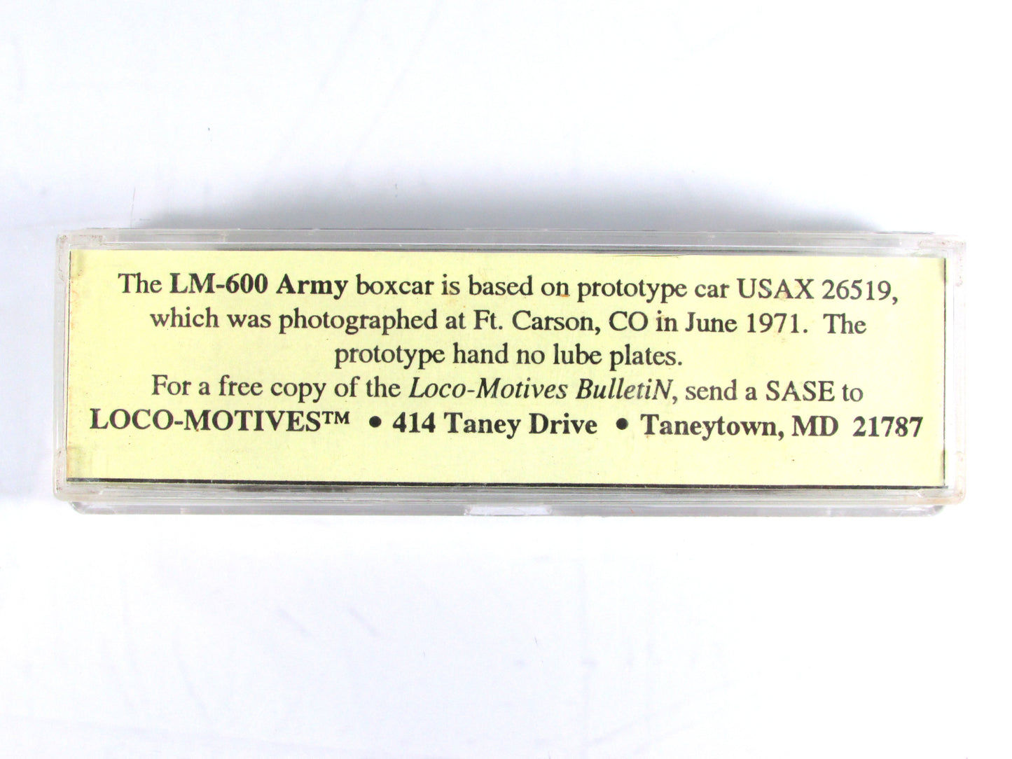 N Scale **UNITED STATES ARMY** Box Car, USAX 26419 -Atlas / Loco-Motives LM-600
