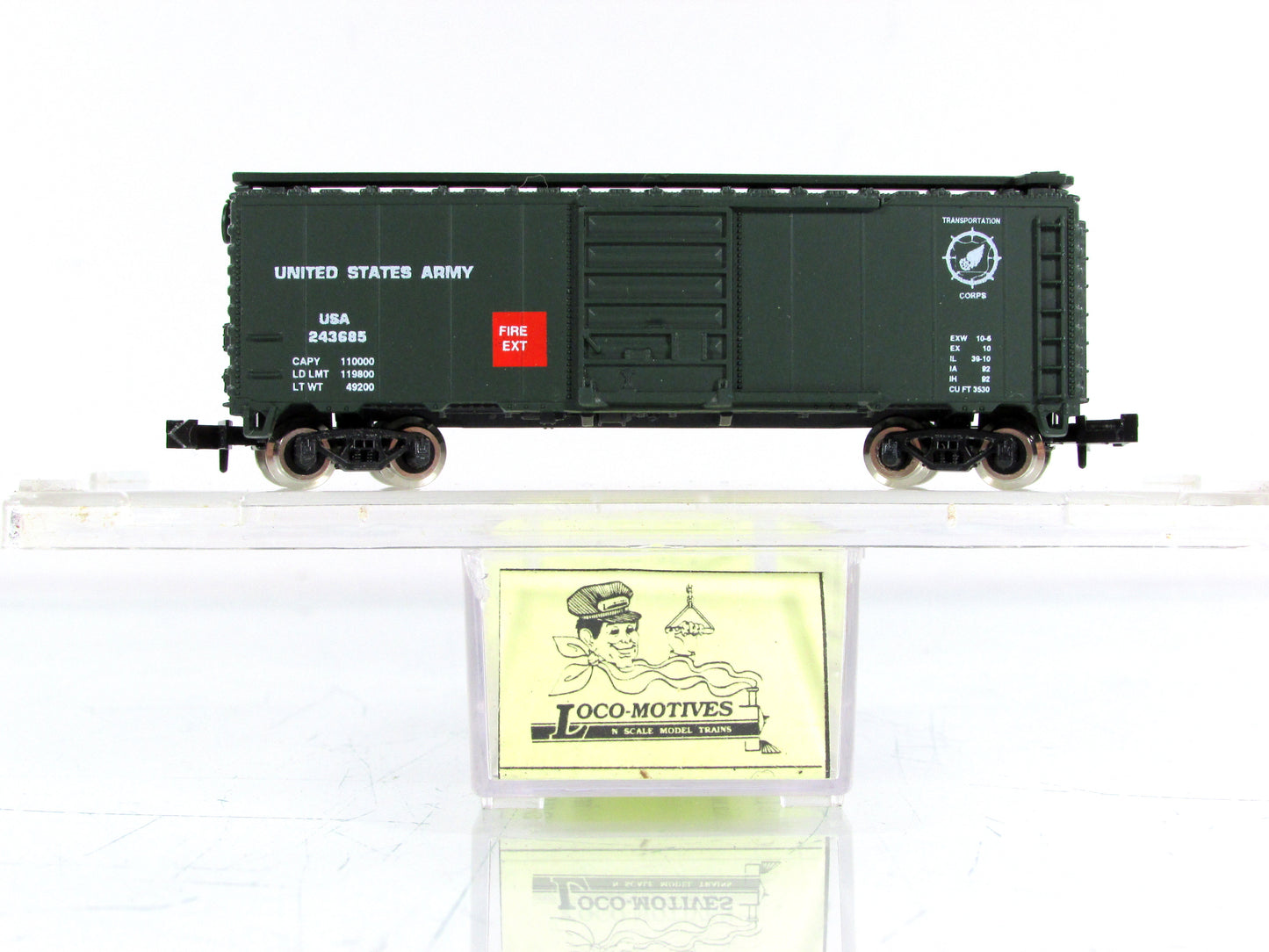 N Scale **UNITED STATES ARMY** Box Car, USAX 243685 -Atlas / Loco-Motives LM-601